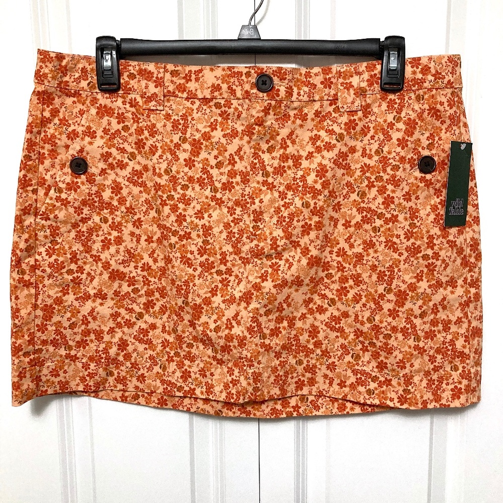 Wild Fable Orange Floral Denim Scooter Mini Skirt NWT
